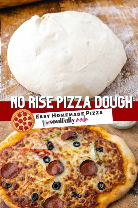 No-Rise Pizza Dough-- With its soft and chewy texture, this no-rise pizza dough is the perfect base for all your favorite toppings. Just right for busy weeknights or for when you want to enjoy a fresh, homemade pizza without spending hours in the kitchen. Pizza Dough Recipe No Rise, No Rise Pizza Dough, Gluten Free Pizza Base, Mix Pizza, Pizza Dough Recipe Easy, Easy Pizza Dough, Diy Pizza, Easy Homemade Pizza, Pizza Dough Recipe