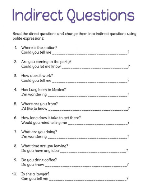 Indirect questions online activity for 6th Grade. You can do the exercises online or download the worksheet as pdf. Direct And Indirect Speech, Passive Voice, English Practice, Simple Present Tense, Common Nouns, English Worksheet, Spelling Rules, Collective Nouns, Story Sequencing