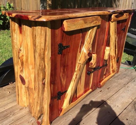 Cedar cabinet Rough Lumber Projects, Sawmill Projects, Sawmill Lumber, Cedar Wood Projects, Cedar Furniture, Rustic Log Furniture, Cedar Posts, Cabin Furniture, Carpentry Tools