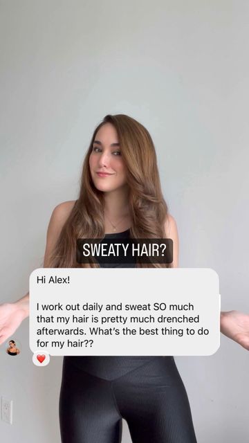 Alexandra Arriaga Hair/Science on Instagram: "When your bestie who is an athlete asks for a routine to combat post-training sweat, you make a video for her @steficohen ❤️ So her issue is that she has super intense training sessions and her hair ends up completely wet 💦. She also can’t always wash her hair right away and needs a routine that will maximize hair health while keeping her fresh. Here’s my recommendation: ➡️ PRE-WORKOUT ▶️ Apply powder dry shampoo before the workout, this will h How To Not Wash Your Hair After The Gym, How To Keep Hair Clean After Workout, Pre Wash Hair Routine, Sweaty Hair After Workout, Post Workout Hairstyles, After Hair Wash Routine, Prevent Oily Hair, Powder Dry Shampoo, Workout Hair