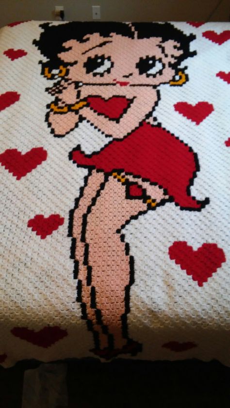 Betty Boop C2C crochet blanket – Xanapus` Lair C2c Disney Crochet Pattern, Betty Boop Blanket, Crochet Betty Boop, Betty Boop Crochet Pattern Free, Crochet Graphgan Patterns Free Pixel Art, Betty Boop Crochet, Crochet Graphgan Patterns Free, Pixel Art Crochet, Betty Pop