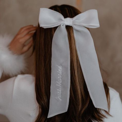 White Hair Ribbon, White Hair Bow, White Hair Bows, Personalized Bow, Wedding Embroidery, Hair Ribbon, Wedding Bows, Christmas Stockings Personalized, After Party