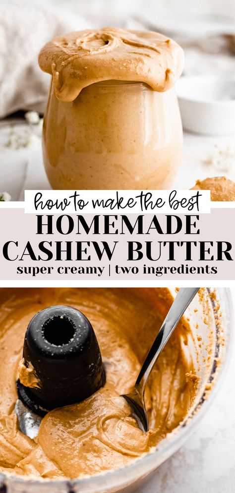 jar of homemade cashew butter Homemade Nut Butter Recipes, Cashew Butter Recipe, Nut Butter Recipes, Homemade Nut Butter, Homemade Condiments, Nut Recipes, Homemade Peanut Butter, Cashew Butter, Nut Butters