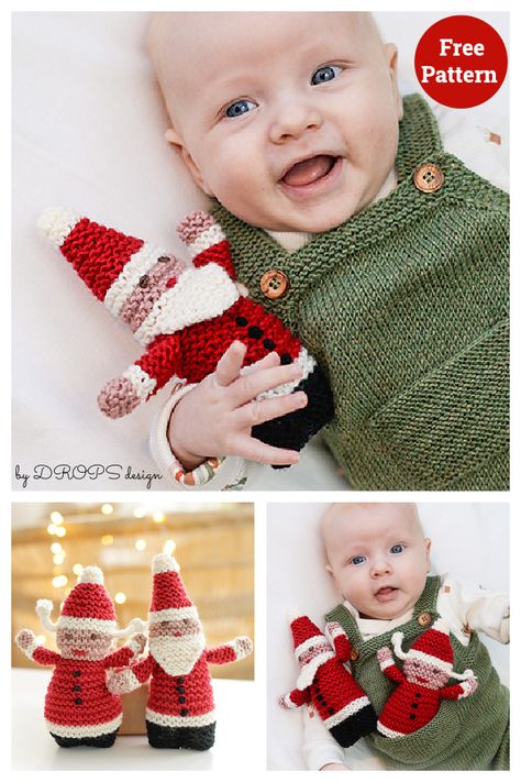 Hello Santa Softies Doll Free Knitting Pattern Christmas Knitting Projects, Hat Free Knitting Pattern, Hello Santa, Knitted Christmas Decorations, Baby Hat Knitting Patterns Free, Knitting Dolls Free Patterns, Knitting Patterns Free Dog, Knitting Christmas, Knitted Dolls Free