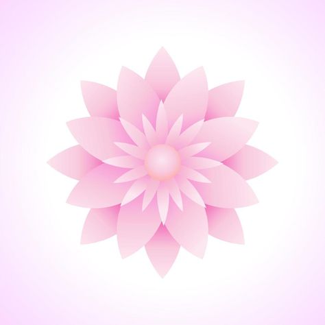 vector illustration of lotus flower graphics seen from above. suitable for decoration design elements. soft pink color gradient Lotus Top View, Pink Color Gradient, Healing Logo, Lotus Vector, Flower Graphics, Lotus Tattoo Design, White Lotus Flower, Blooming Lotus, Graphic Design Elements