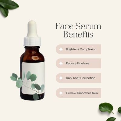 Face Serum Benefits, Serum Benefits, Media Advertising Design, Beige Minimalist, Social Media Advertising Design, Social Media Advertising, Instagram Post Template, Face Serum, Post Design