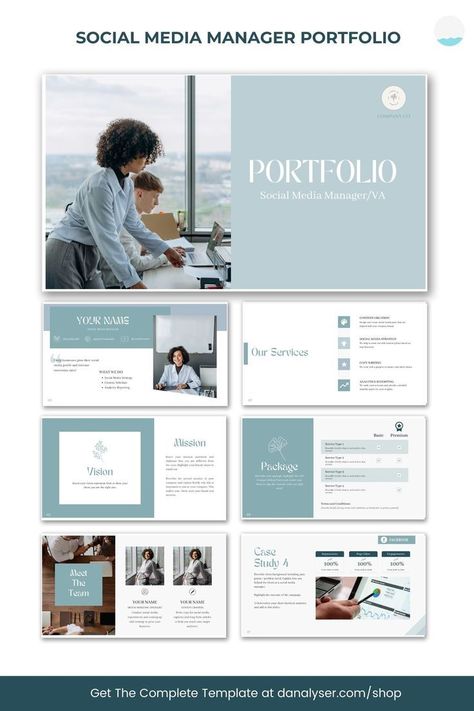 Simple, Professional Social Media Virtual Assistant (VA) Portfolio that Land you New Clients tabletplanner #projectplanner Canva Portfolio, Portfolio Samples, Social Media Mockup, Canva Instagram Templates, Professional Social Media, Infographic Resume, Portfolio Template Design, Portfolio Presentation, Portfolio Design Layout