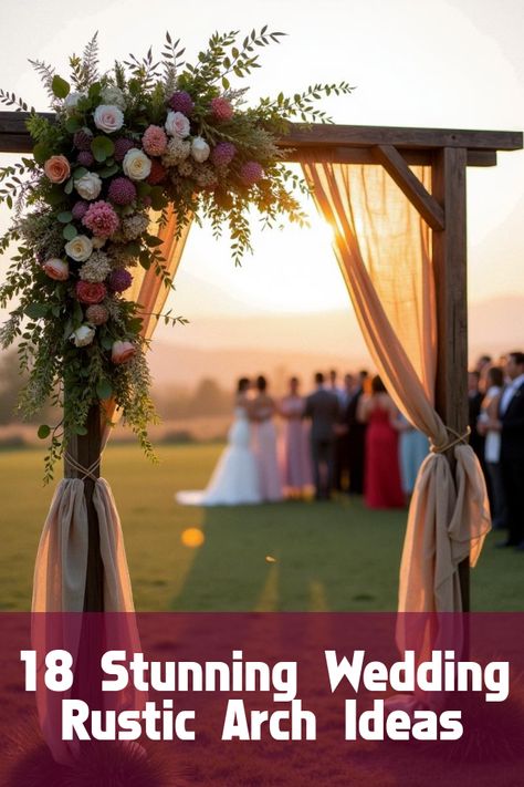 Did you know that a wedding rustic arch can turn your ceremony into a breathtaking masterpiece? Perfect for a barn wedding or an outdoor garden affair, these arches add a magical touch to your vows. Discover stunning ideas for boho arches, nature-inspired settings, and how to make your rustic theme pop with elegant simplicity. Dive in now to find the perfect centerpiece for your big day! Wedding Arch Homemade, Arbor Swag Wedding, Boho Wedding Arches Outdoors, Diy Outdoor Wedding Arch, Inexpensive Wedding Arch Ideas, Diy Rustic Wedding Arch, Wedding Outdoor Arch, Decorating For Wedding Ceremony, Wedding Arch Chandelier