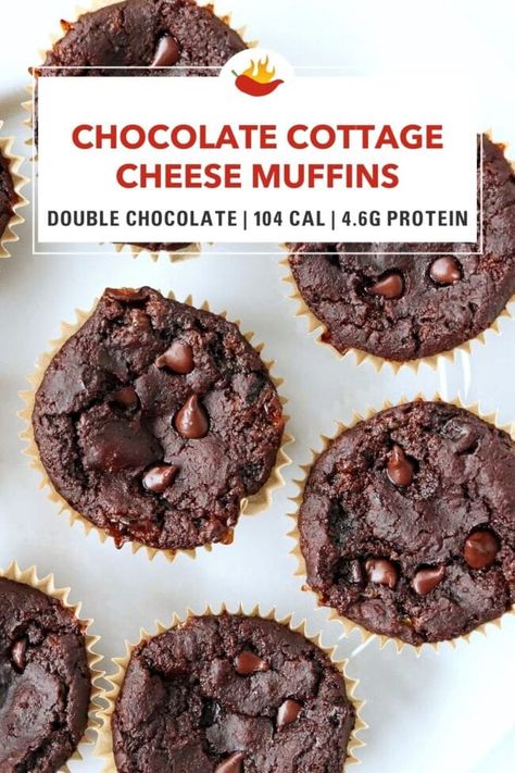 These easy to make flourless Chocolate Cottage Cheese Muffins are healthy, gluten-free and high in protein. They’re soft and moist, full of delicious chocolate flavors and perfect for a quick snack, dessert, or grab and go breakfast! Flourless Muffin Recipes, Flourless Protein Muffins, Protein Muffins Cottage Cheese, Chocolate Cottage Cheese Muffins, High Protein Chocolate Muffins, Cottage Cheese Chocolate Muffins, High Protein Cottage Cheese Muffins, Cottage Cheese Protein Muffins, Cottage Cheese Desserts Healthy