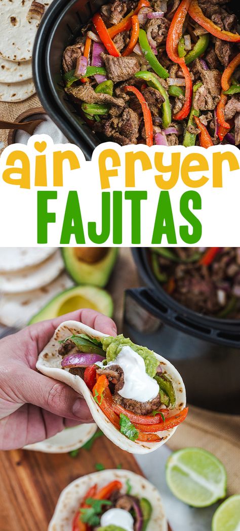 Air Fryer Fajitas, Air Fryer Steak Fajitas, Fajitas Dinner, Fajitas Seasoning, Steak Meals, Air Fryer Beef, Beef Fajita Recipe, Steak Fajitas Recipe, Air Fry Steak