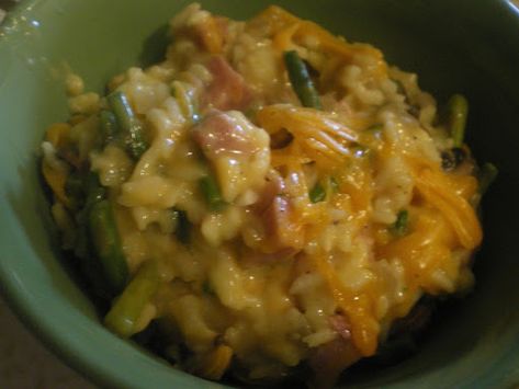 Country Ham and Rice Casserole Ham Rice Casserole, Rice And Asparagus Recipe, Creamy Cheesy Rice, Casserole Potluck, Ham And Rice, Ham And Rice Casserole, Ham Asparagus, Fresh Baked Bread, Cheesy Rice