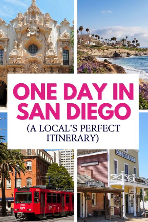 Local Ashleigh's guide is the only one day in San Diego itinerary you need! Includes popular attractions + hidden gems, restaurants, where to stay, & more. San Diego Itinerary, San Diego Map, San Diego Travel Guide, San Diego Attractions, Southern California Travel, San Diego Vacation, Long Weekend Trips, Visit San Diego, Beautiful California