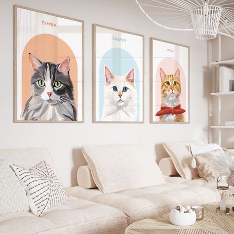 #Animal_Poster_Design #Frame_Design_Ideas #Arch_Illustration #Portrait_Frames Cat Family Portrait, Portrait Gift Ideas, Arch Illustration, Chanel Art Print, Custom Dog Art, Pet Frame, Pet Decor, Pet Illustration, Custom Pet Art