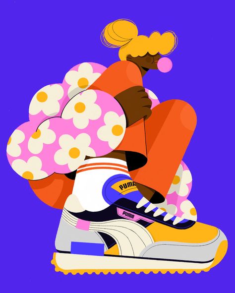 Sneakers Illustration, Puma Future Rider, Illustration Art Design, People Illustration, Flat Illustration, Illustration Character Design, Editorial Illustration, Graphic Design Illustration, Character Illustration