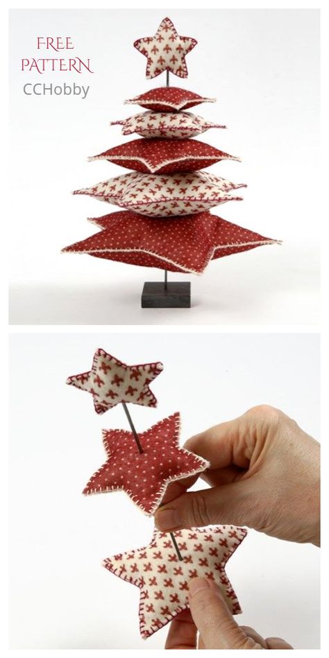 DIY 3D Stacked Star Christmas Tree Free Sewing Patterns | Fabric Art DIY Decoracion Navidad Diy, Christmas Diy Sewing, Fabric Art Diy, Christmas Crafts Sewing, Fabric Christmas Decorations, Christmas Sewing Patterns, Jul Diy, Christmas Fabric Crafts, Star Christmas Tree