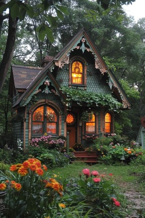 Wacky House Decor, Fairy Cottage House, Magical Cottage, Gothic Cottage, Fairytale Houses, Fairytale House, Whimsical Cottage, Forest Cottage, Cute Houses