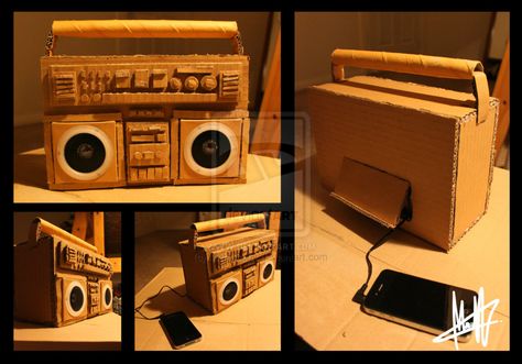 Diy Boombox, Dance Party Birthday, Cardboard Diy, Cardboard Craft, Cardboard Sculpture, Sucker Punch, Sculpture Ideas, Cardboard Art, 80s Party