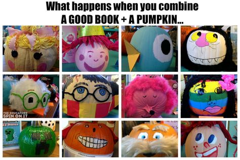 Does your child need to decorate a pumpkin inspired by there favorite book? Here are 12 easy to make storybook pumpkin ideas to inspire you. Storybook Pumpkin Ideas, Pumpkin Ideas For Halloween, Pumpkin Literacy, Storybook Pumpkin, Pumpkin Story, Book Character Pumpkins, Story Book Pumpkin, Pumpkins Preschool, Halloween Literacy