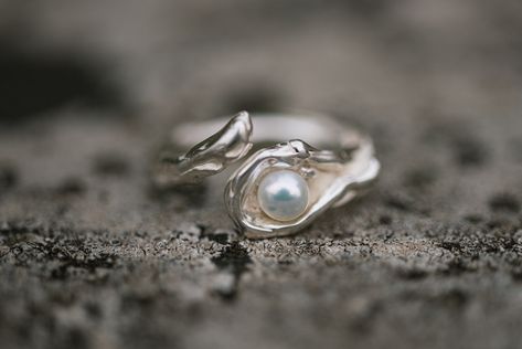 Pearl Promise Rings, Ring With Pearl, Cute Promise Rings, Pearl Anniversary, Ocean Ring, Silver Pearl Jewelry, Anniversary Rings For Her, Silver Pearl Ring, 12th Anniversary