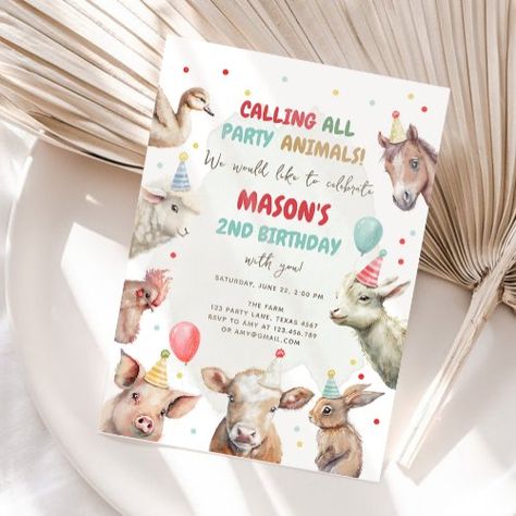 $2.92 | Farm Animals Boy Calling Party Animals Birthday - birthday invitation, farm animals, farm birthday, party animals, barnyard birthday, watercolor, farm birthday party, calling all party animals, boy birthday, red gingham Calling All Party Animals, Party Animals Birthday, Animals Birthday Invitation, 10th Birthday Invitation, Farm Invitation, Ranch Farmhouse, Birthday Watercolor, Watercolor Farm, 92nd Birthday