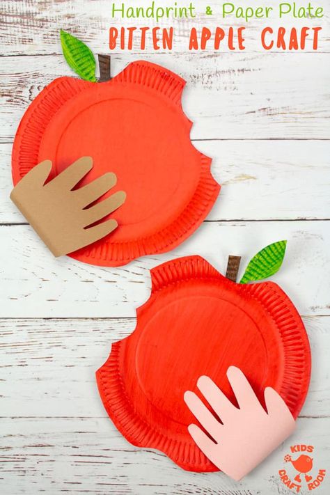 Apple Craft For Kids, Bitten Apple, Apple Crafts, Harvest Crafts, Paper Plate Crafts For Kids, Kids Craft Room, Kids Fall Crafts, Apple Craft, Fun Fall Crafts