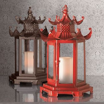 Pagoda Candle Lanterns - Asian - Candles - by Gump's Chinese Candle, Small Japanese Garden, Pagoda Lanterns, Chinoiserie Christmas, Chinoiserie Decorating, Chinese New Year Decorations, Asian Homes, Candles For Sale, Floor Lamp Design