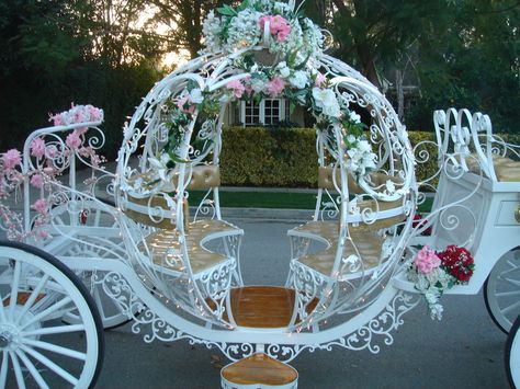 Cinderella Wedding Carriage | Click here forvideos, photos and testimonials from our satisfied ... Cinderella Quinceanera Themes, Carriage Wedding, Cinderella Wedding Theme, Cinderella Sweet 16, Cinderella Quinceanera, Themed Wedding Decorations, Cinderella Theme, Horse Drawn Carriage, Wedding Carriage