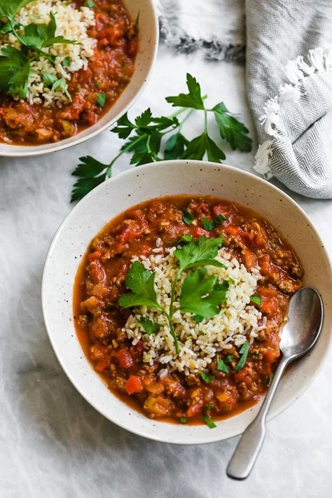 Skinnytaste Soup, Lasagna Soup Skinnytaste, Soup Skinnytaste, Peppers Ground Beef, Green Pepper Soup, Dinner Hosting, Bell Pepper Soup, Chile Pasilla, Easy Stuffed Peppers