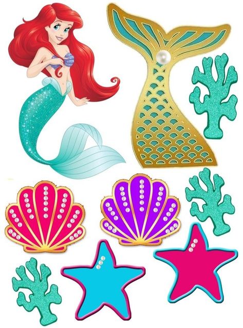 Ariel Cake Topper Printable, Little Mermaid Cake Topper Printable, Mermaid Cake Topper Printable, Mermaid Tail Cake Topper, Mermaid Topper, Ariel Cake Toppers, Cake Topper Template, Little Mermaid Birthday Cake, Little Mermaid Cake Topper