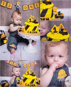 Construction Smash Cake, Construction Cake Smash, Construction Birthday Cake, Construction Theme Birthday Party, Construction Cake, Truck Cake, Boys First Birthday Party Ideas, First Birthday Pictures, Smash Cake Boy