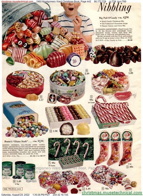 1960 Montgomery Ward Christmas Book, Page 442 - Catalogs & Wishbooks Food Posters, Vintage Christmas Photos, Vintage Housewife, Vintage Dessert, Vintage Food, Christmas Ad, Jolly Holiday, Christmas Sweets, Montgomery Ward