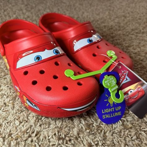 Unisex Limited Lightning Mcqueen Crocs Lighting Mac Queen Crocs, Cars Crocs, Lightning Mcqueen Crocs, Red Crocs, Swag Shoes, Lightning Mcqueen, Disney Cars, Shoe Closet, Significant Other