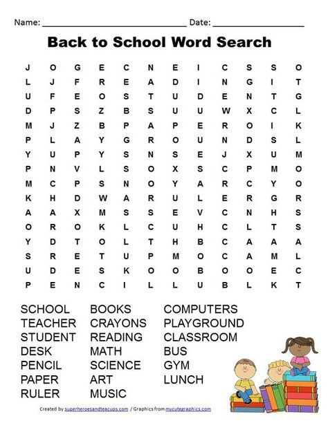 Free Printable - Back to School Word Search |  Superheroes & Teacups Back To School Crossword Puzzle, Back To School Word Search Free, Back To School Word Search, School Word Search, Word Puzzles For Kids, Kids Word Search, Back To School Worksheets, School Age Activities, First Day Activities