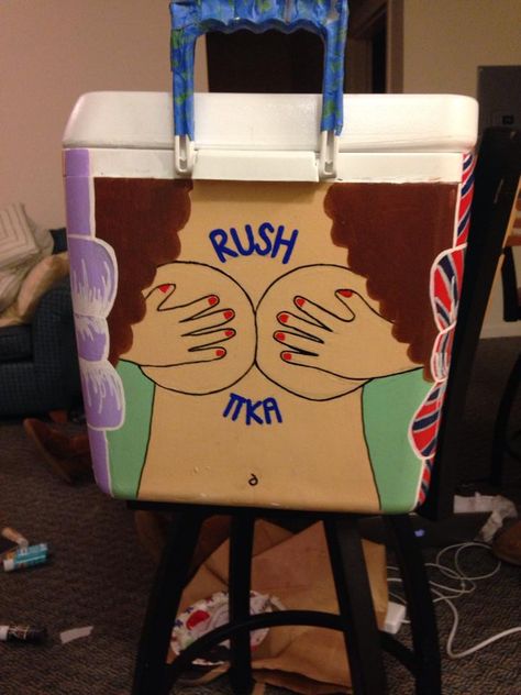 Fraternity Cooler, Pi Kappa Alpha, Cooler painting Frat Banner, Pike Cooler, Painted Cooler Ideas, Painted Fraternity Coolers, Mountain Weekend Cooler, Nola Cooler, Pi Kapp, Sorority Coolers, Cooler Connection