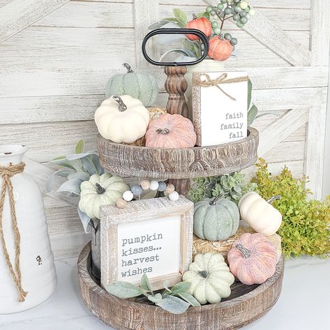 Faith, Family, Fall Deluxe Set – Liz and Ivy Fall Blessings, Muted Orange, Fall Tiered Tray Decor, Fall Wood Signs, Neutral Fall Decor, Straw Bale, Cozy Fall Decor, Fall Decor Inspiration, Sage Green Color