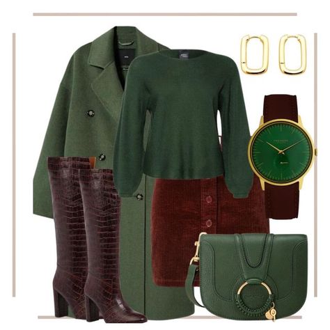 Classic Fashion Looks, Olive Green Coat, Olive Clothing, Stylish Outfits For Women Over 50, Look Office, Skirt Outfits Fall, Causal Outfits, Classy Work Outfits, Classy Casual Outfits