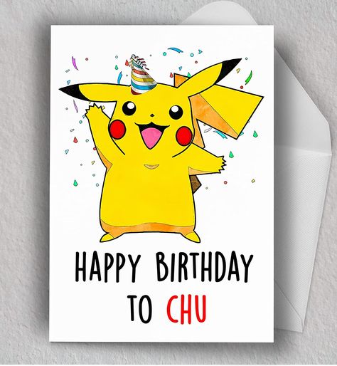 Pikachu Cards Birthday, Pokemon Birthday Card Diy, Birthday Card Pokemon, Pokemon Birthday Cards Handmade, Cute Pikachu Drawings, Pokemon Birthday Cards, Happy Birthday Pikachu, Pokemon Card Birthday, Happy Birthday Wishes Boy