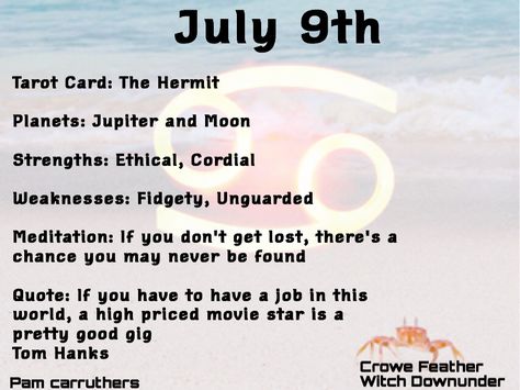 July 9th #Birthday   #CroweFeatherWitchDownUnder October 9th Birthday, July 9th Zodiac, 99th Birthday Quotes, July 9th, 9th Birthday, Pretty Good, Tarot Cards, Movie Stars, Astrology