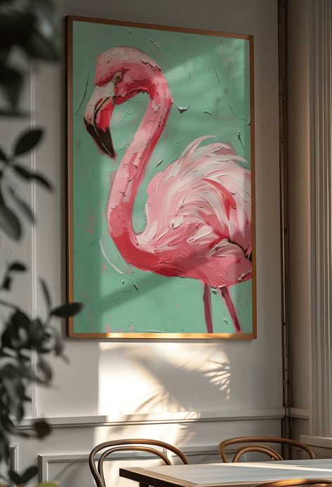 Master Piece Art Paintings, Flamingo Painting Acrylic, Paint Poster, Flamingo Artwork, Pink Artwork, Flamingo Painting, Photo To Art, Flamingo Art, Living Room Canvas