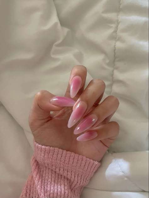 Pink Aura Nails, Aura Nails, Punk Nails, Airbrush Nails, Work Nails, Pink Aura, Pretty Gel Nails, Almond Acrylic Nails, Soft Nails