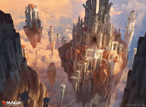 ArtStation - Seven Heavens of Mount Celestia, Alben Tan Mount Celestia, Dnd Locations, Fantasy Cities, Seven Heavens, Mtg Art, Forgotten Realms, Comic Characters, Scene Art, Fantasy City