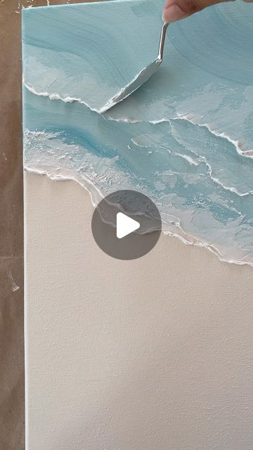 Beach Art Diy, Wave Art Painting, Beach Acrylic Painting, Ocean Paintings On Canvas, Beach Canvas Paintings, Acrylic Techniques, Abstract Painting Acrylic Modern, 3d Templates, Surf Wave