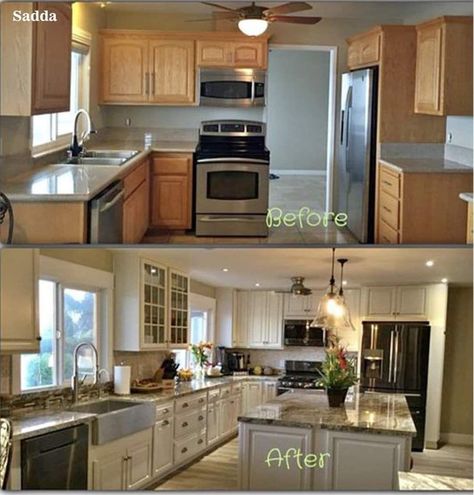 Older House Kitchen Remodel, Remodeling Older Homes Before After, Open Concept Kitchen Living Room Before And After, Adding Kitchen Island Before And After, Opening Up A Kitchen To Living Room Before And After, Kitchen Remodel Expansion, Kitchen Redo Before And After, Expanding Kitchen Into Dining Room Before And After, Remove Dining Room Wall To Expand Kitchen