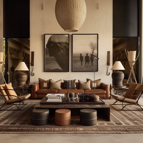 Safari Style Living Room, African Interior Design Living Rooms, African Interiors, African Interior Design, African House, African Interior, African Home, African Decor, Home N Decor