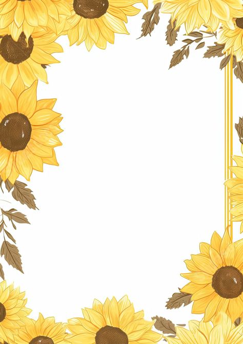 Sunflower Background Drawing, Sunflower Border, Sunflower Border Design Drawing, Sunflower Border Design, Sunflower Powerpoint Background, Sunflower Page Border, Sunflowers Background, Sunflower Seamless Pattern, Instagram Background