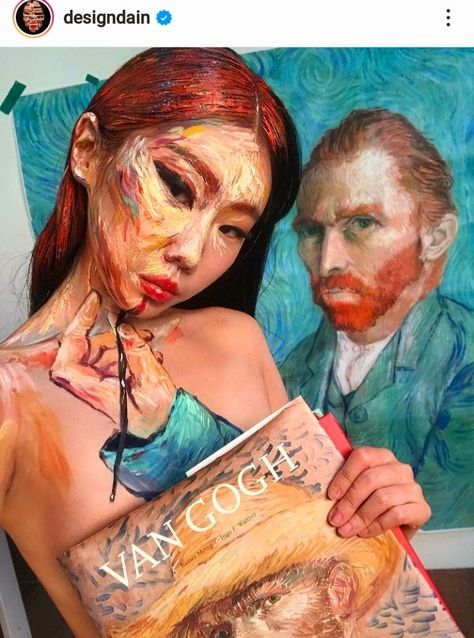 Van Gogh Makeup, Van Gogh Face, Optical Illusions Faces, Dain Yoon, Theater Makeup, Gogh Paintings, Illusion Paintings, Theatre Makeup, Cute Halloween Makeup