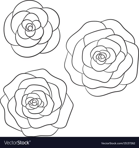 Open Rose Drawing, Rose Vector Illustration, Rose Outline Drawing, Rosas Vector, Vector Rose, Violet Watercolor, Rose Vector, Flower Petal Template, Rose Template