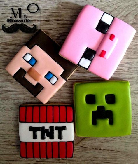 Minecraft Cookies, Royal Icing Sugar Cookies, Icing Sugar Cookies, Minecraft Party Decorations, Cookies Decorated With Royal Icing, Minecraft Birthday Cake, Cookies Cupcake, Royal Icing Sugar, Sugar Cookie Royal Icing