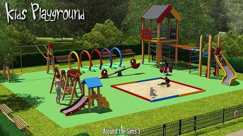 Sims 4 Cc Outdoor Playground, Sims Playground, Sims 4 Playground, Sims 4 Playground Cc, Sims 3 Custom Worlds, Sims Car, Lotes The Sims 4, Sims 3 Cc Finds, Toddler Slide