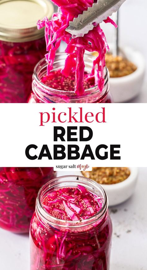 Leftover Cabbage, Quick Pickle, Pickled Red Cabbage, Red Cabbage Recipes, New Fridge, Cabbage Rice, Homemade Dips, Pickled Cabbage, Vegetarian Cabbage